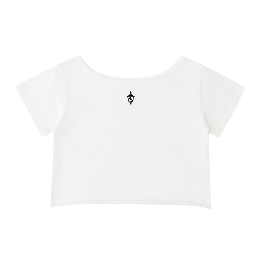 Off-Shoulder Logo Tee (White)