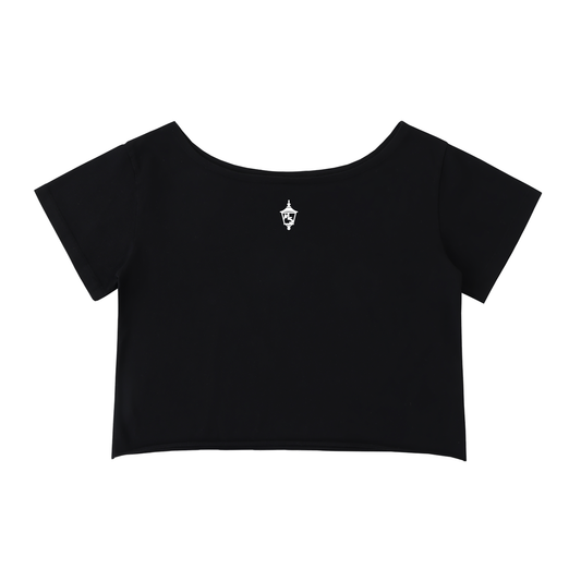 Off-Shoulder Logo Tee (Black)