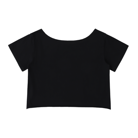 Off-Shoulder Logo Tee (Black)